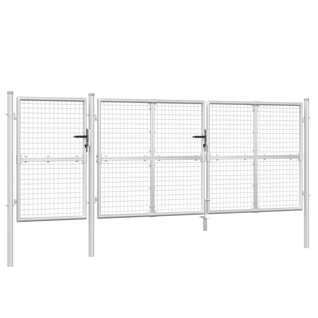 VidaXL Gartentor 400x175 cm Maschenweite und verzinkter Stahl silberfarben
