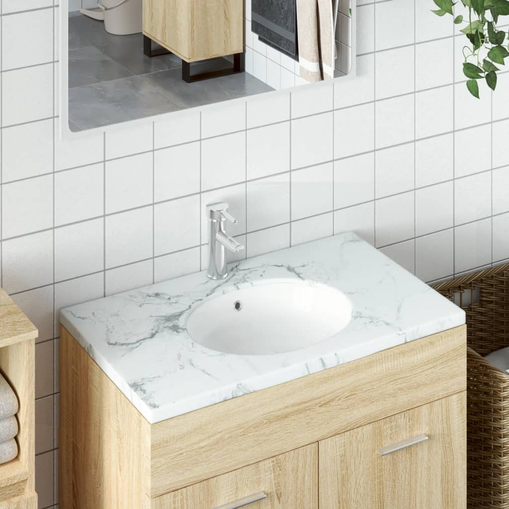 Vidaxx Waschbecken oval 37x31x17,5 cm Keramik weiß