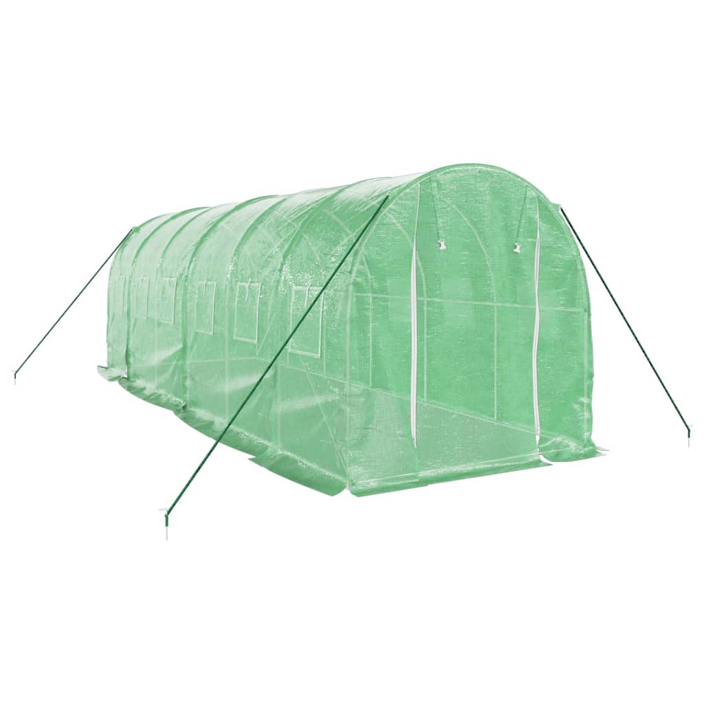 VidaXL Gartengewächshaus mit Stahlrahmen 12 m² 6x2x2 m grün