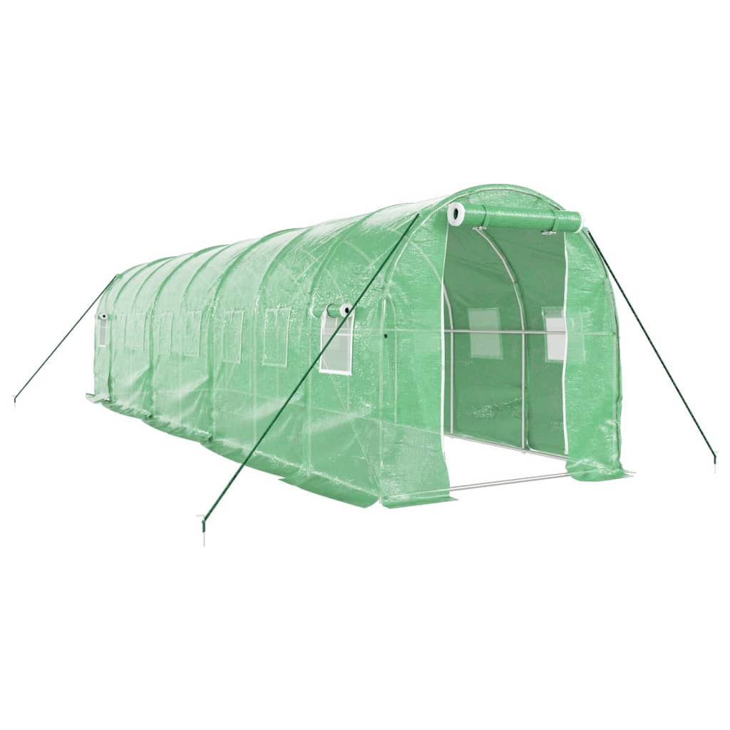 VidaXL Gartengewächshaus mit Stahlrahmen 16 m² 8x2x2 m grün