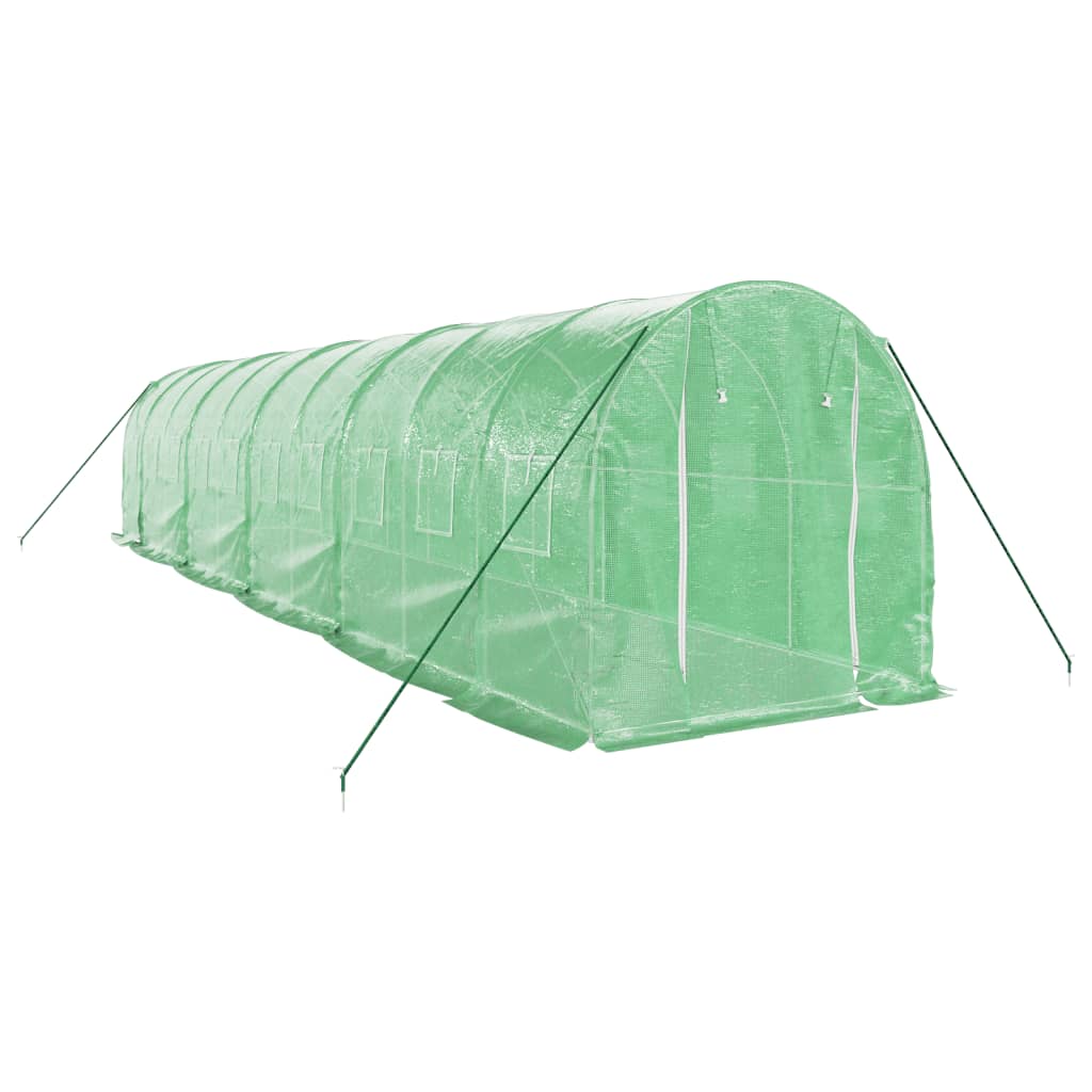 VidaXL Gartengewächshaus mit Stahlrahmen 20 m² 10x2x2 m grün