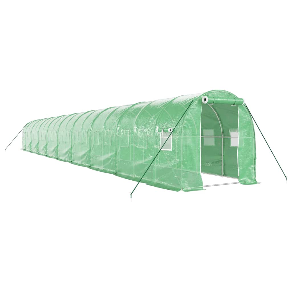 VidaXL Gartengewächshaus mit Stahlrahmen 36 m² 18x2x2 m grün
