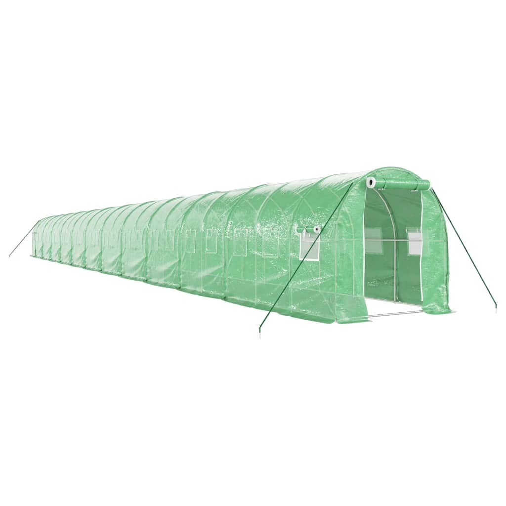 VidaXL Gartengewächshaus mit Stahlrahmen 48 m² 24x2x2 m grün