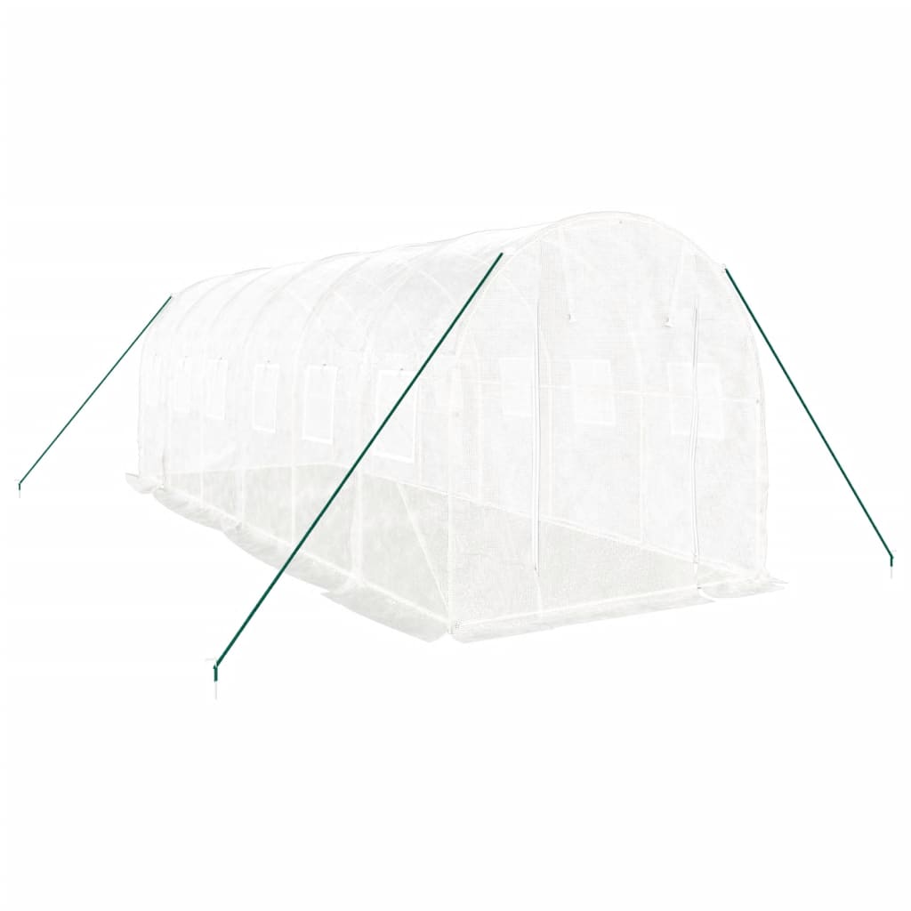 VidaXL Gartengewächshaus mit Stahlrahmen 12 m² 6x2x2 m weiß