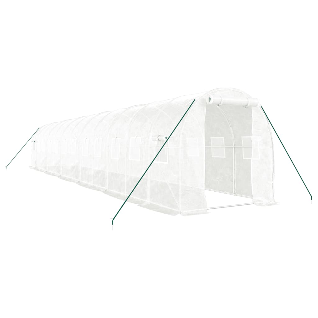 VidaXL Gartengewächshaus mit Stahlrahmen 24 m² 12x2x2 m weiß