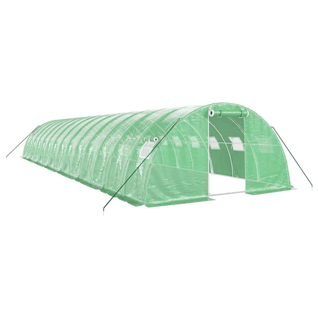 VidaXL Gartengewächshaus mit Stahlrahmen 56 m² 14x4x2 m grün