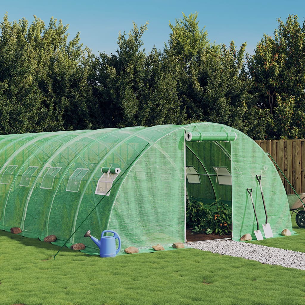 VidaXL Gartengewächshaus mit Stahlrahmen 72 m² 18x4x2 m grün