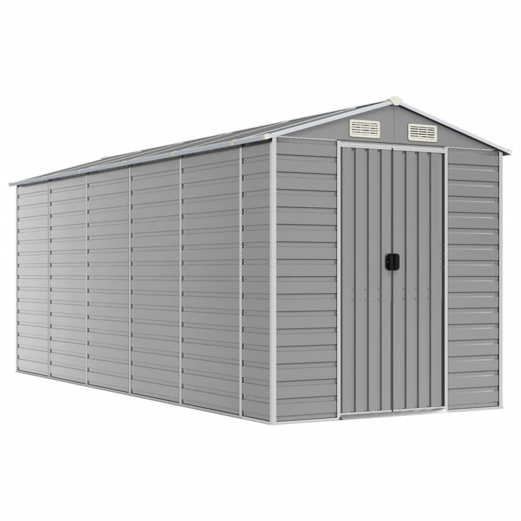 VidaXL Gartenhaus 191x470x198 cm verzinkter Stahl hellgrau