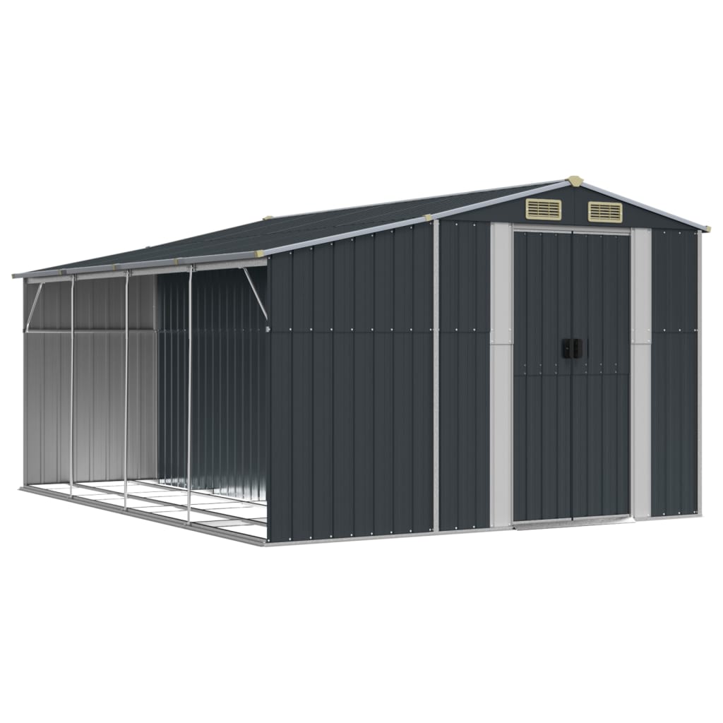 VidaXL Gartenhaus 277x365,5x179 cm verzinkter Stahl Anthrazit
