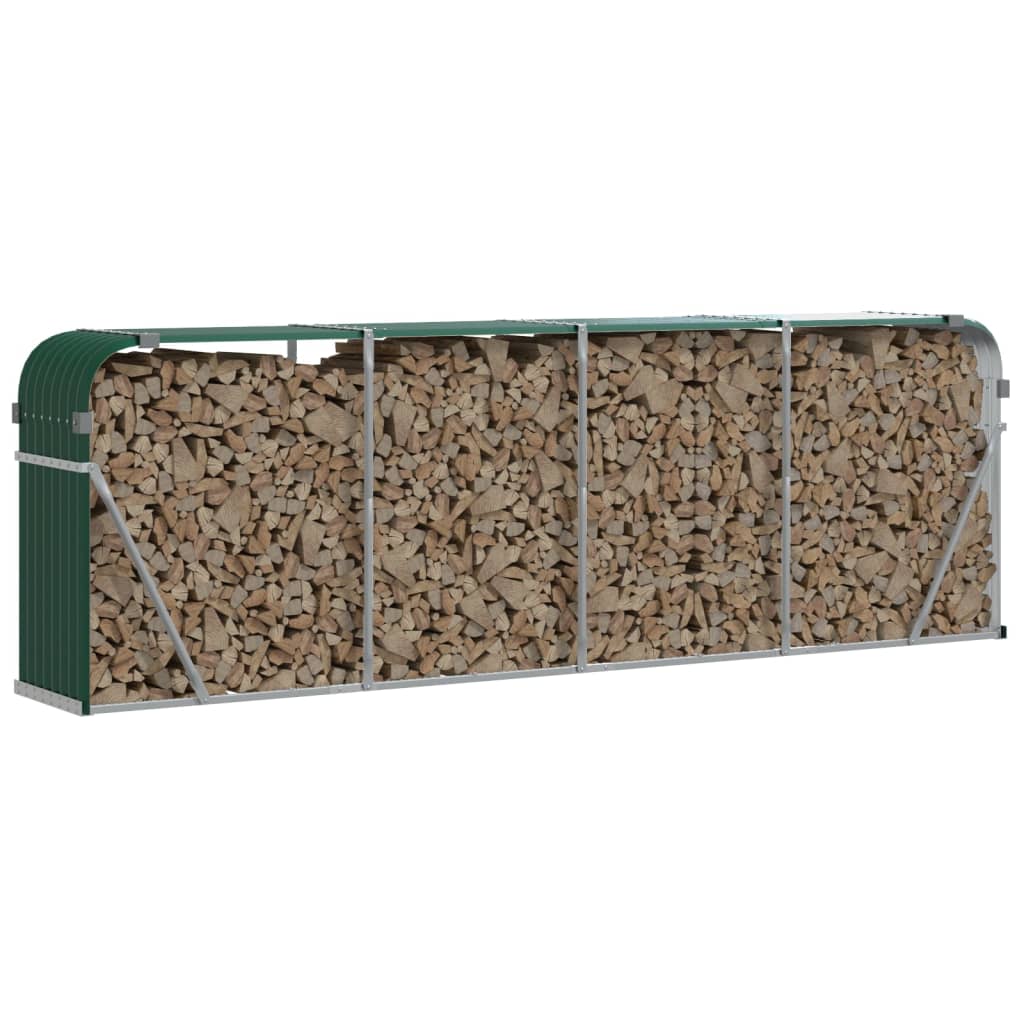 Vidaxx Brennholzlager 300x45x100 cm verzinkter Stahl grün
