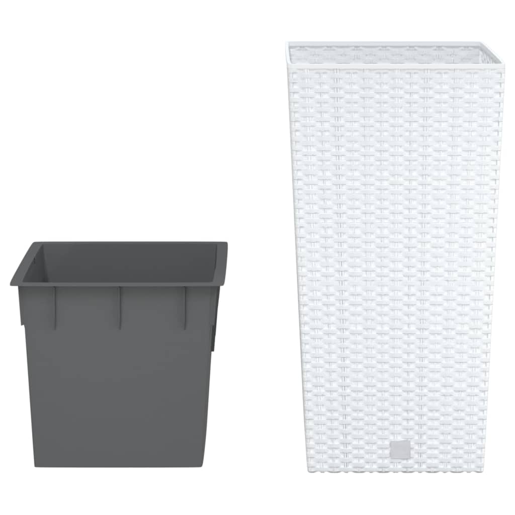 VidaXL Pflanzgefäß mit herausnehmbarem Tablett Rattanoptik 11 26,5 L PP weiß