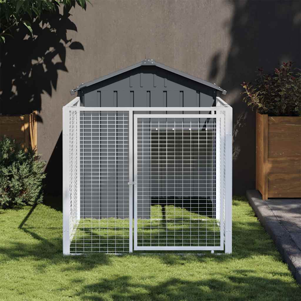 Vidaxxl Hundehütte mit Dach 117x201x123 cm verzinkter Stahl Anthrazit
