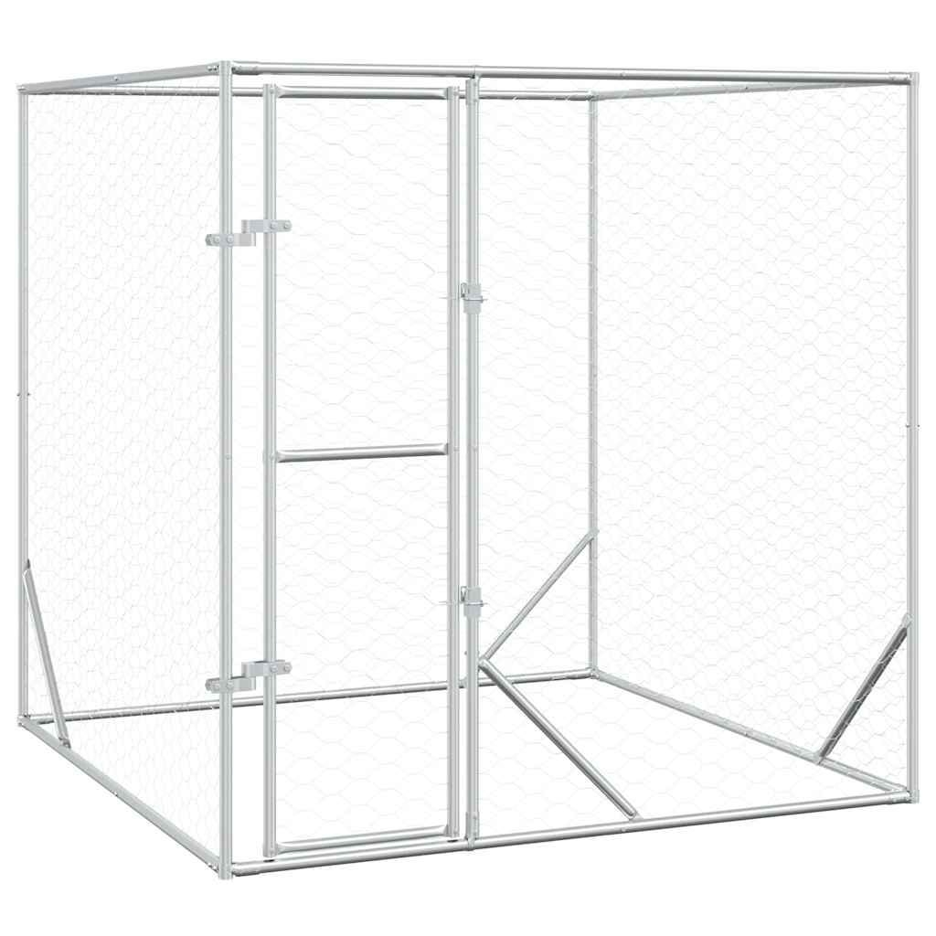 Vidaxxl Outdoor-Hundezwinger 2x2x2 m aus verzinktem Stahl silber