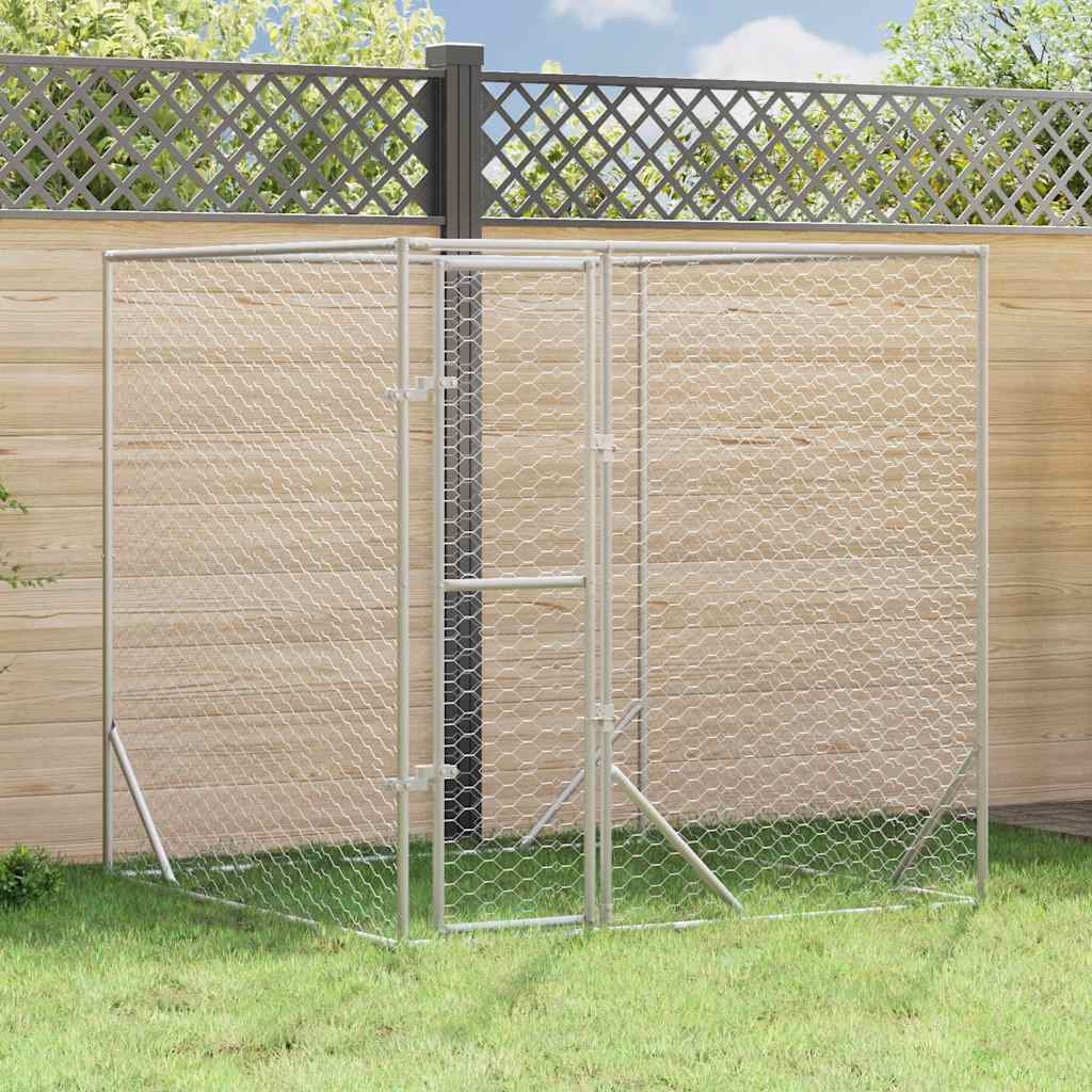 Vidaxxl Outdoor-Hundezwinger 2x2x2 m aus verzinktem Stahl silber