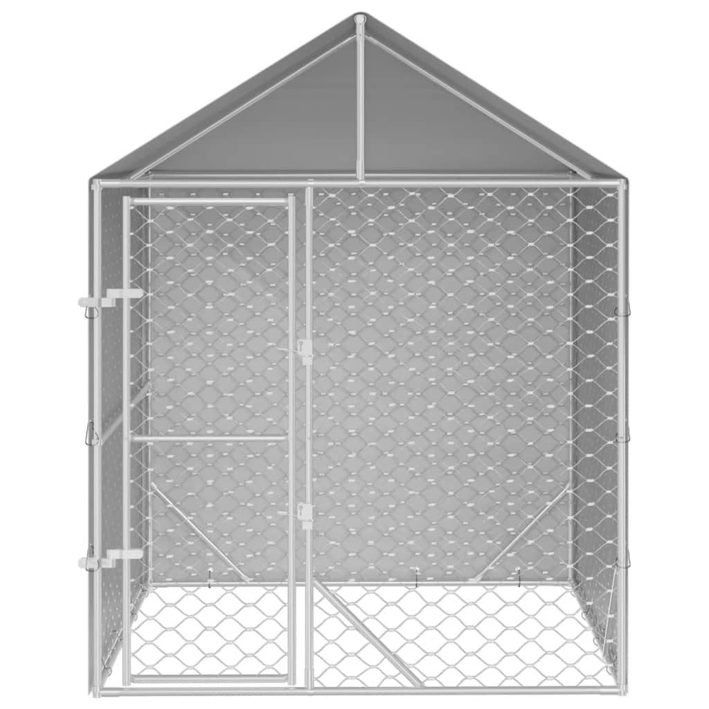 VidaXL Hundehütte mit Dach 2x2x2,5 m verzinkter Stahl silber