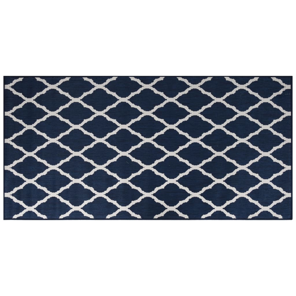 Vidaxx wendbarer Outdoor-Teppich 100x200 cm Marineblau und Weiß