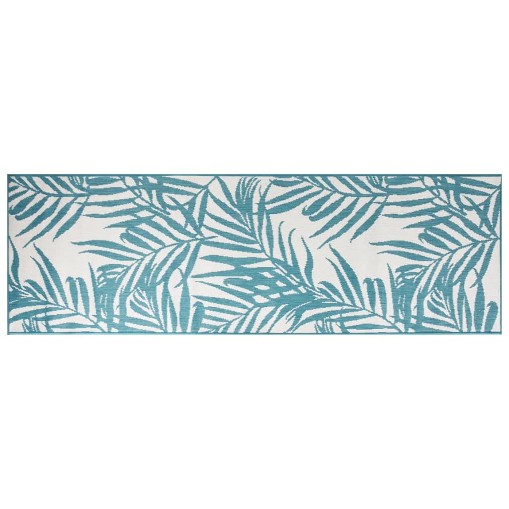 Vidaxx wendbarer Outdoor-Teppich 80x250 cm Aqua und Weiß