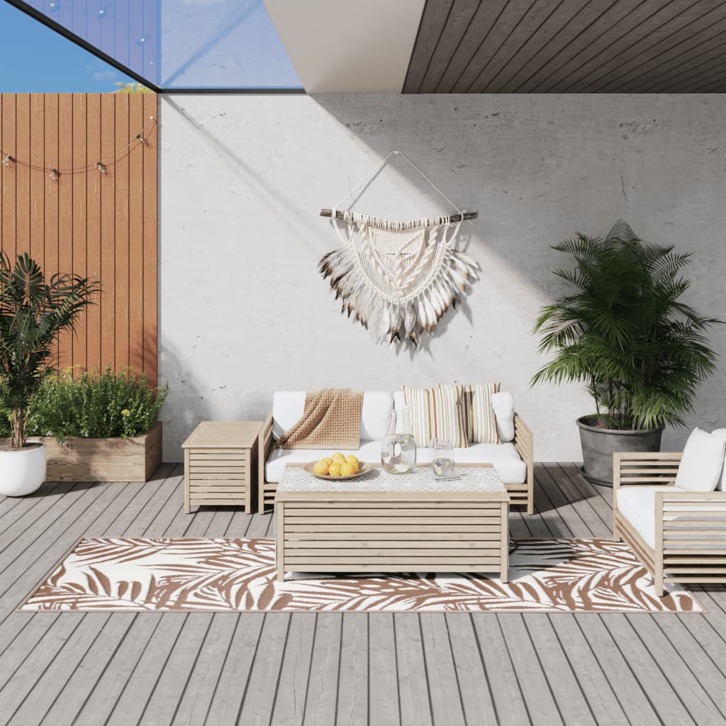 Vidaxx wendbarer Outdoor-Teppich 80x250 cm braun und weiß
