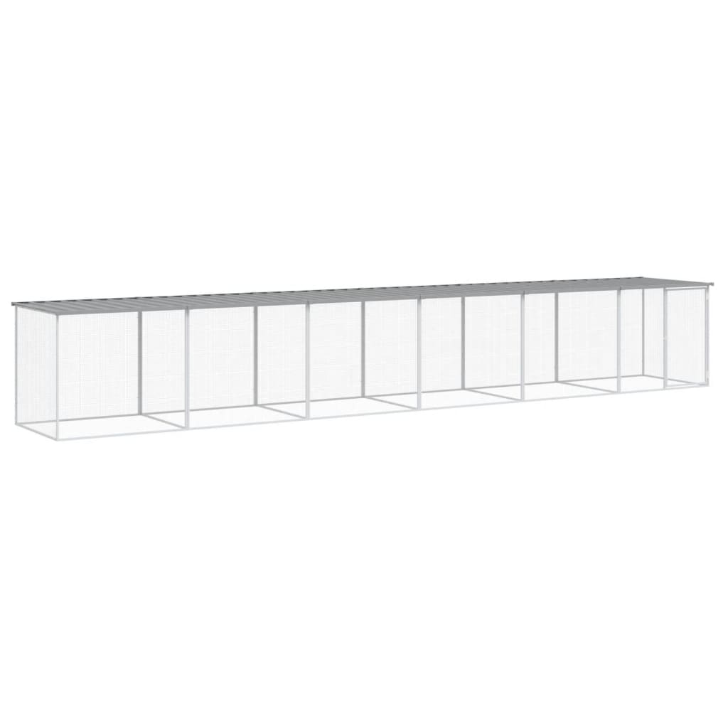 VidaXL Hühnerstall mit Dach 603 x 98 x 90 cm, verzinkter Stahl, hellgrau