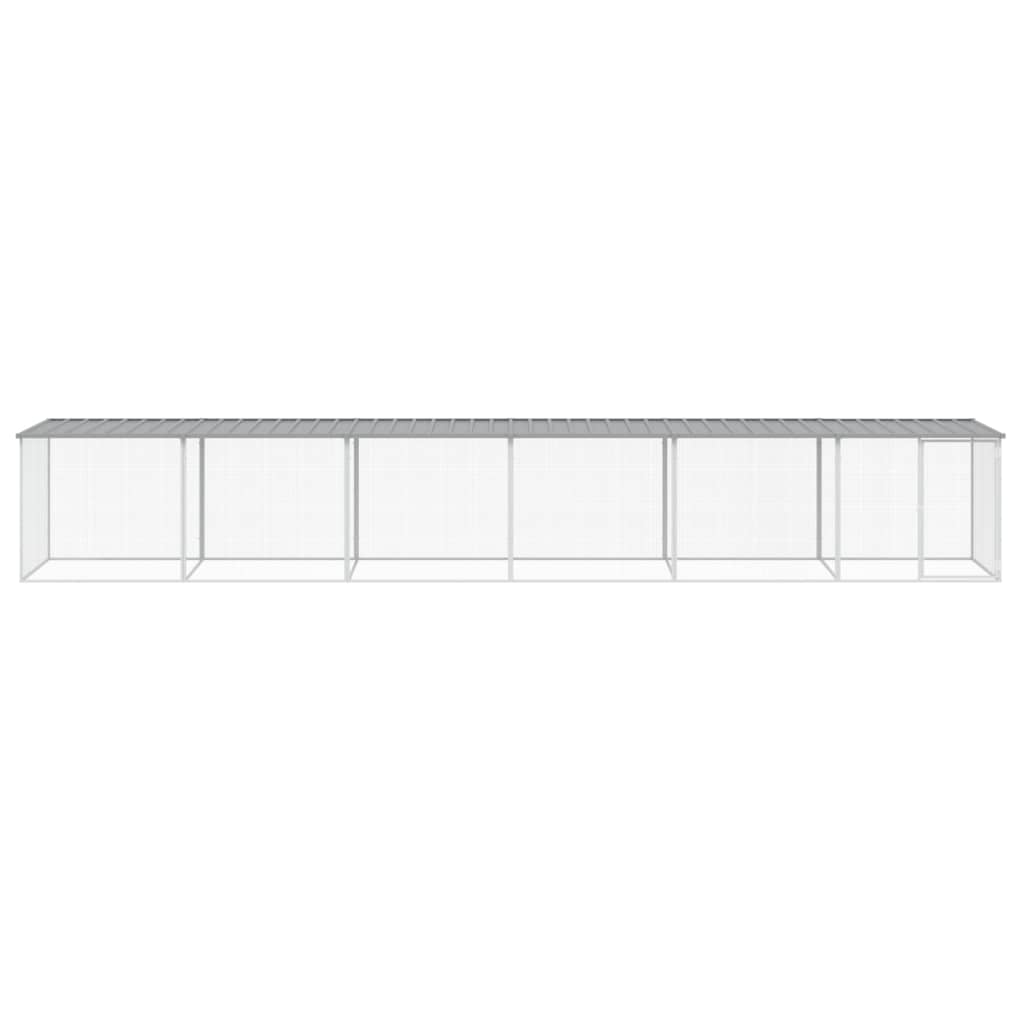 VidaXL Hühnerstall mit Dach 603 x 98 x 90 cm, verzinkter Stahl, hellgrau
