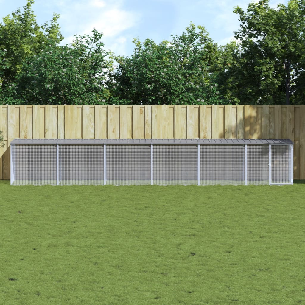 VidaXL Hühnerstall mit Dach 603 x 98 x 90 cm, verzinkter Stahl, hellgrau
