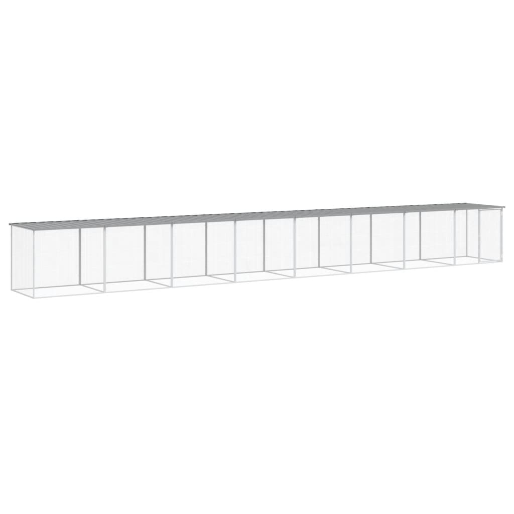VidaXL Hühnerstall mit Dach 803 x 98 x 90 cm, verzinkter Stahl, hellgrau