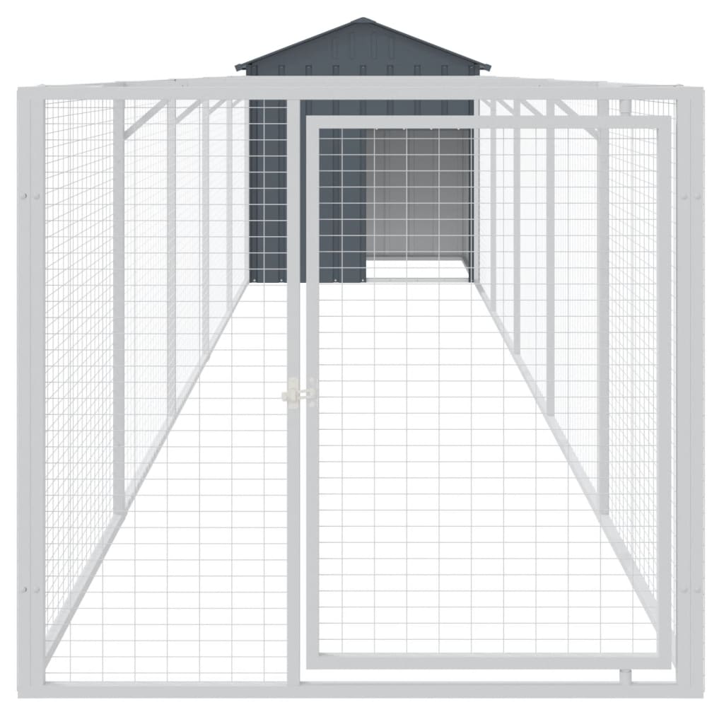 VidaXL Hundehütte mit Dach 117 x 609 x 123 cm, verzinkter Stahl, Anthrazit