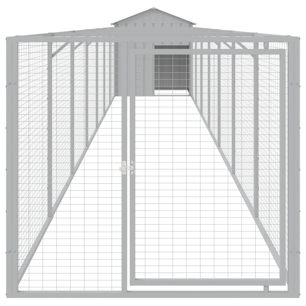 VidaXL Hundehütte mit Dach 117x813x123 cm Stahl hellgrau