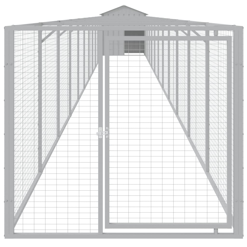 VidaXL Hundehütte mit Dach 117x1221x123 cm Stahl hellgrau