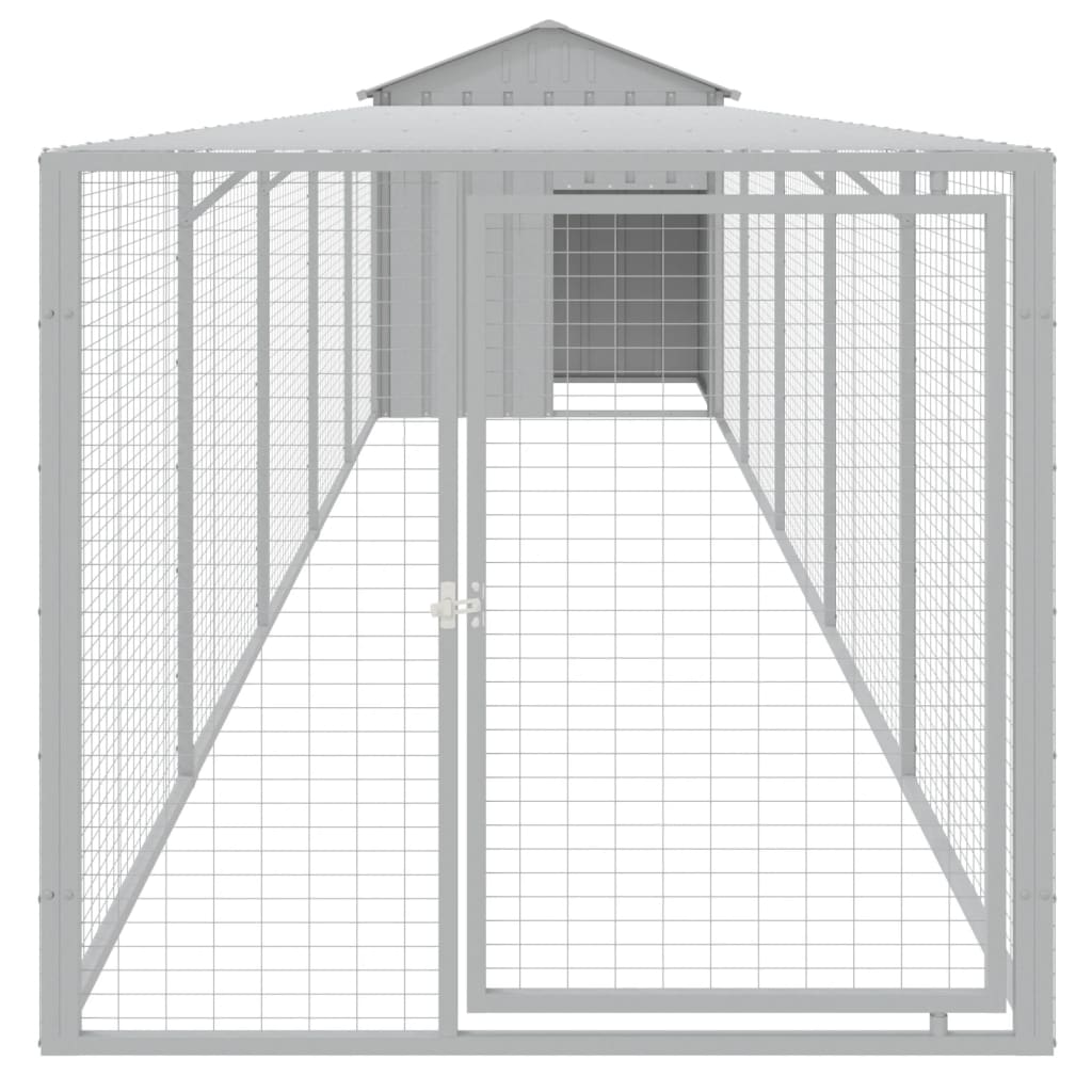 VidaXL Hühnerstall mit Auslauf 117x609x123 cm Stahl hellgrau