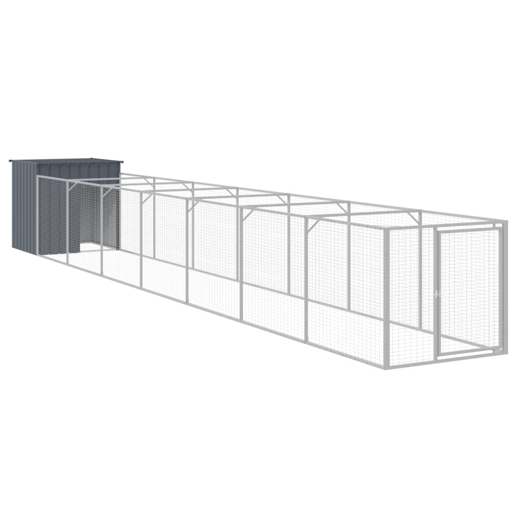 VidaXL Hundehütte mit Auslauf 110 x 813 x 110 cm, verzinkter Stahl, Anthrazit
