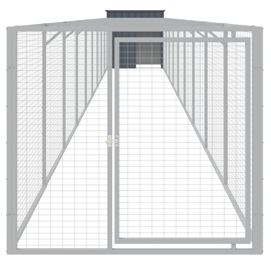 VidaXL Hundehütte mit Auslauf 110x1017x110 cm Stahl Anthrazit