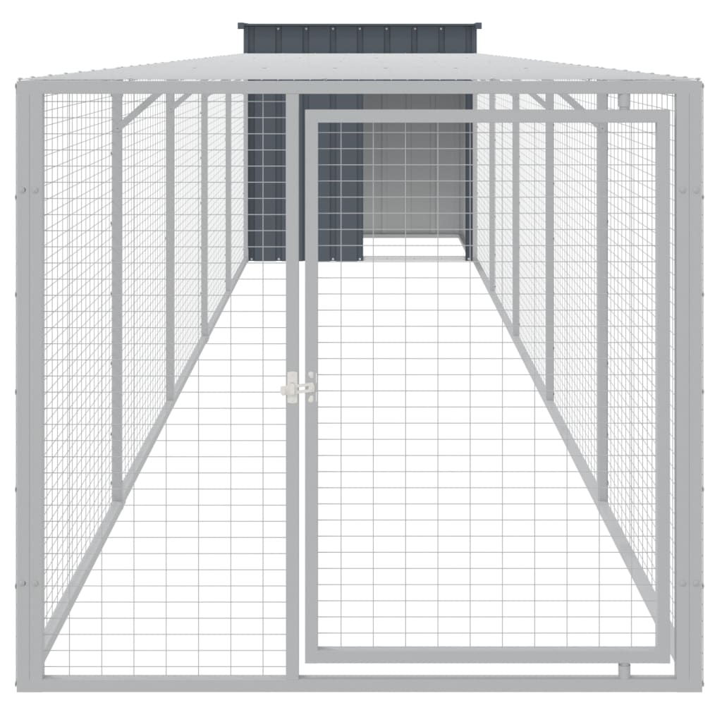 VidaXL Hühnerstall mit Auslauf 110 x 609 x 110 cm, verzinkter Stahl, Anthrazit