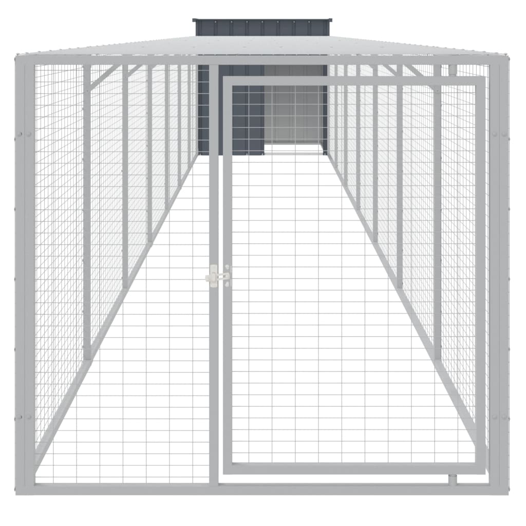 VidaXL Hühnerstall mit Auslauf 110 x 813 x 110 cm, verzinkter Stahl, Anthrazit