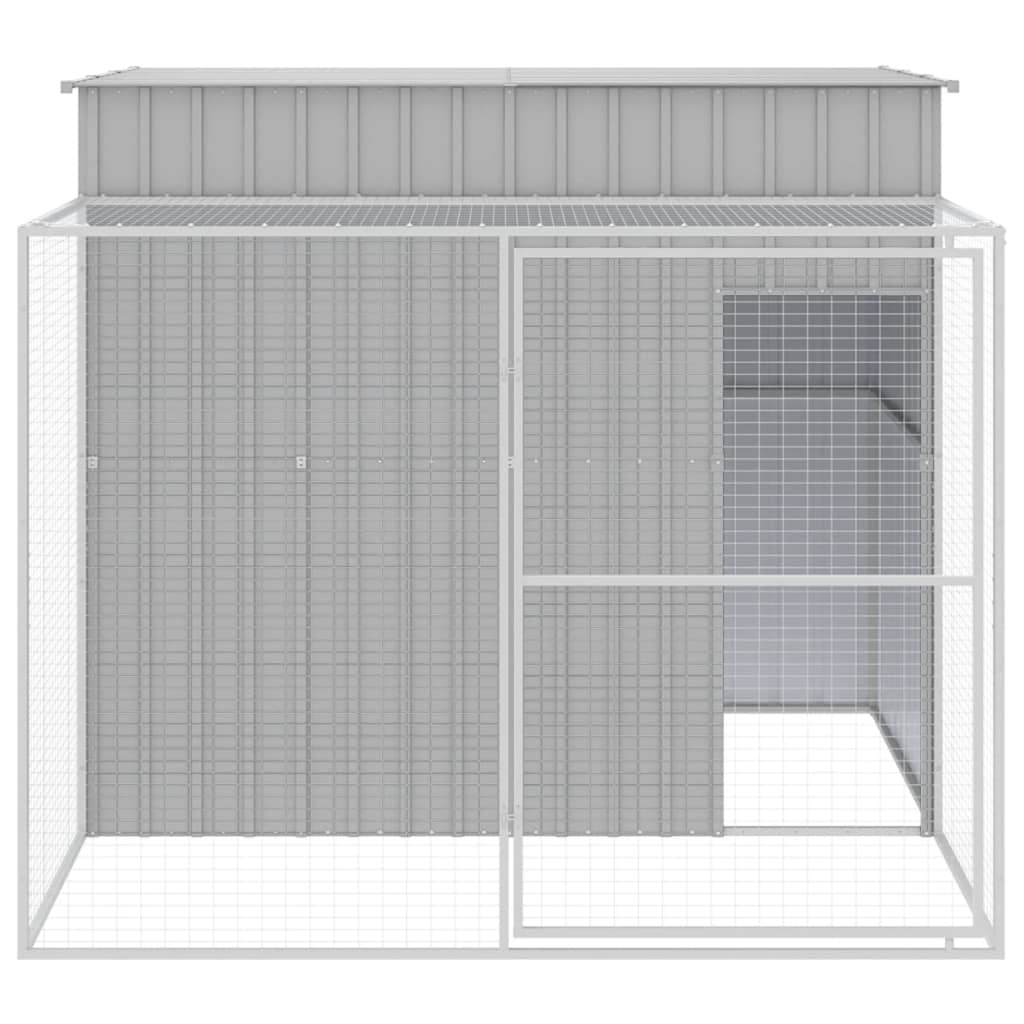 VidaXL Hundehütte mit Auslauf 214x253x181 cm Stahl hellgrau
