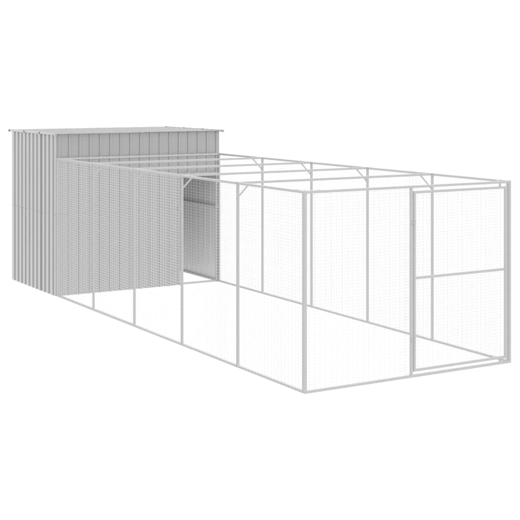 VidaXL Hundehütte mit Auslauf 214x661x181 cm Stahl hellgrau