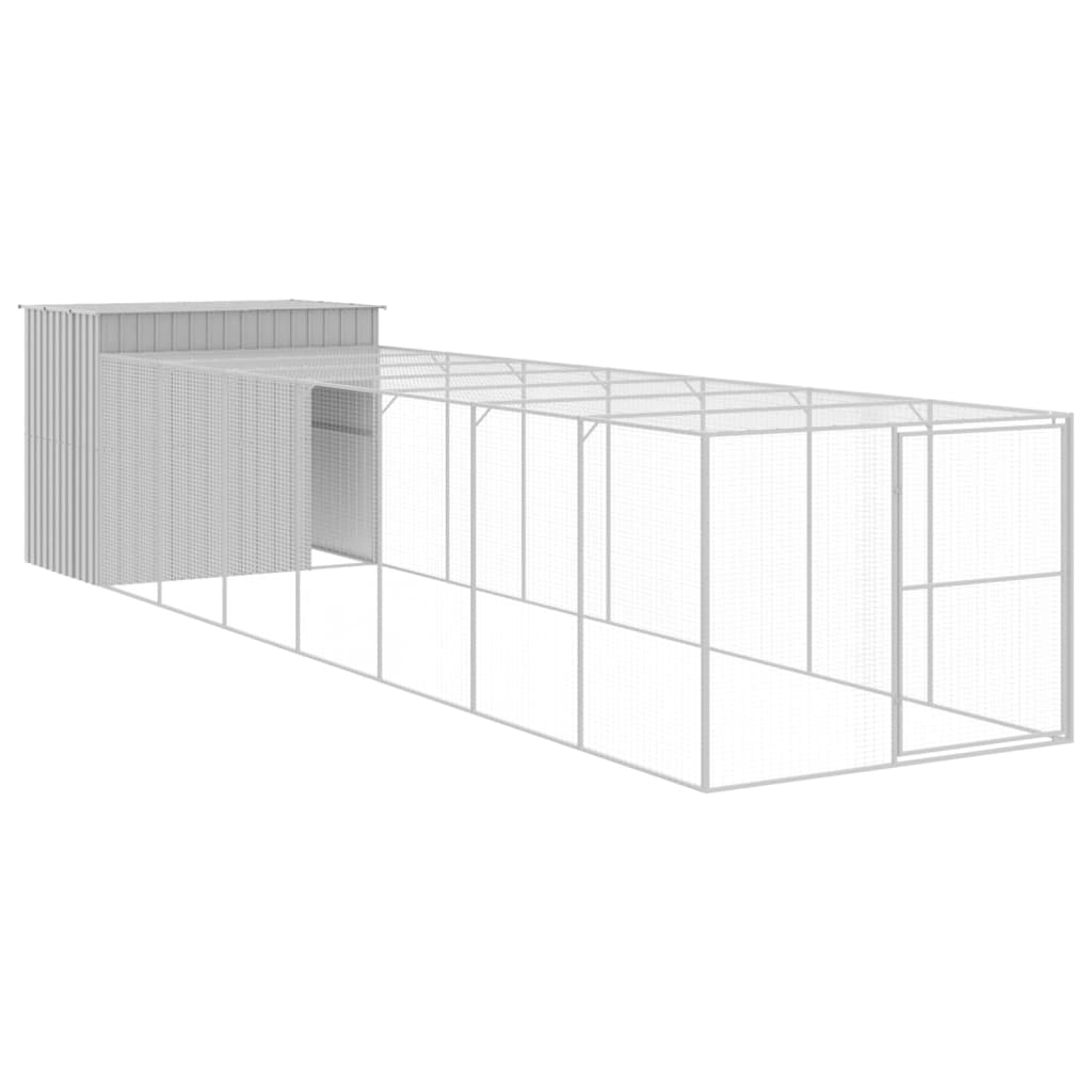 VidaXL Hundehütte mit Auslauf 214x865x181 cm Stahl hellgrau