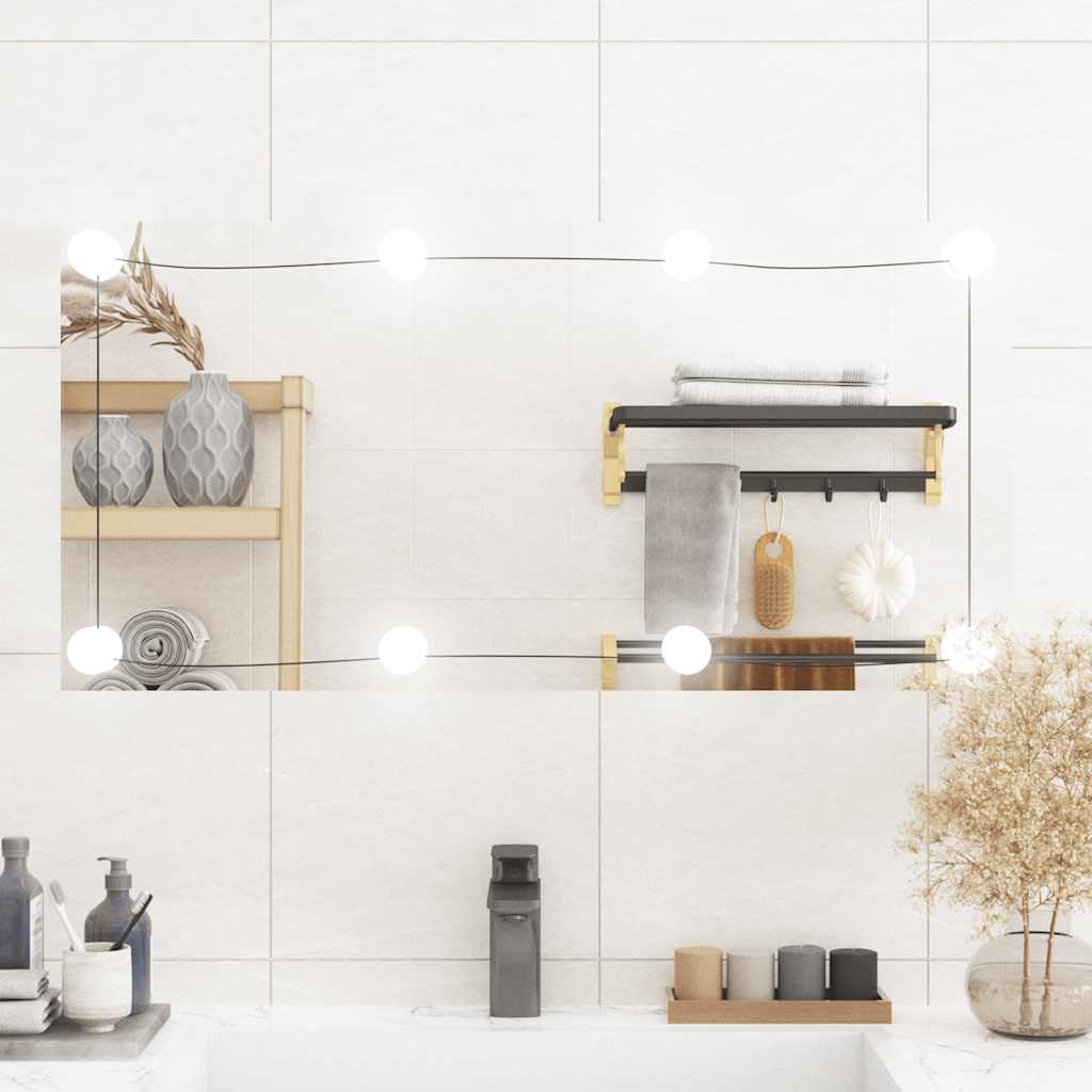 VidaXL Wandspiegel mit LEDs rechteckig 40x80 cm Glas