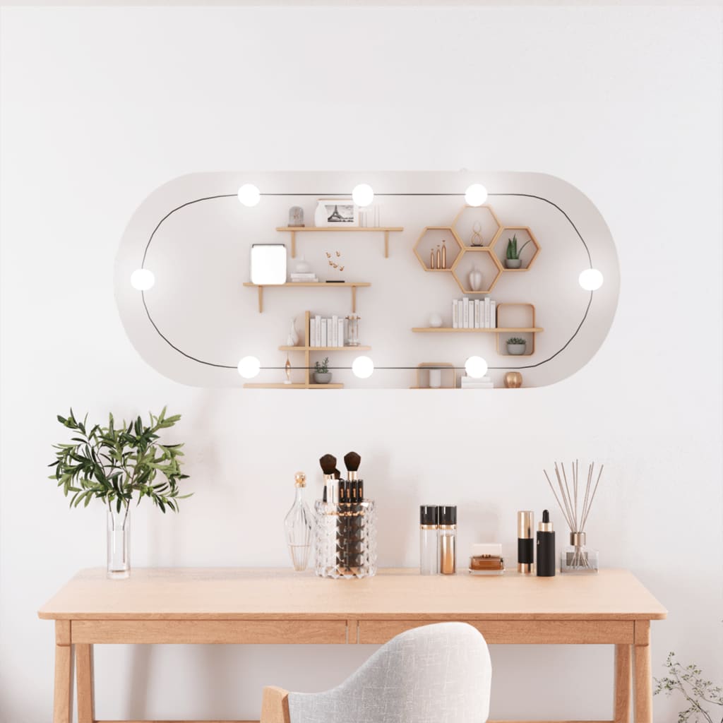 VidaXL Wandspiegel mit LEDs oval 25x60 cm Glas
