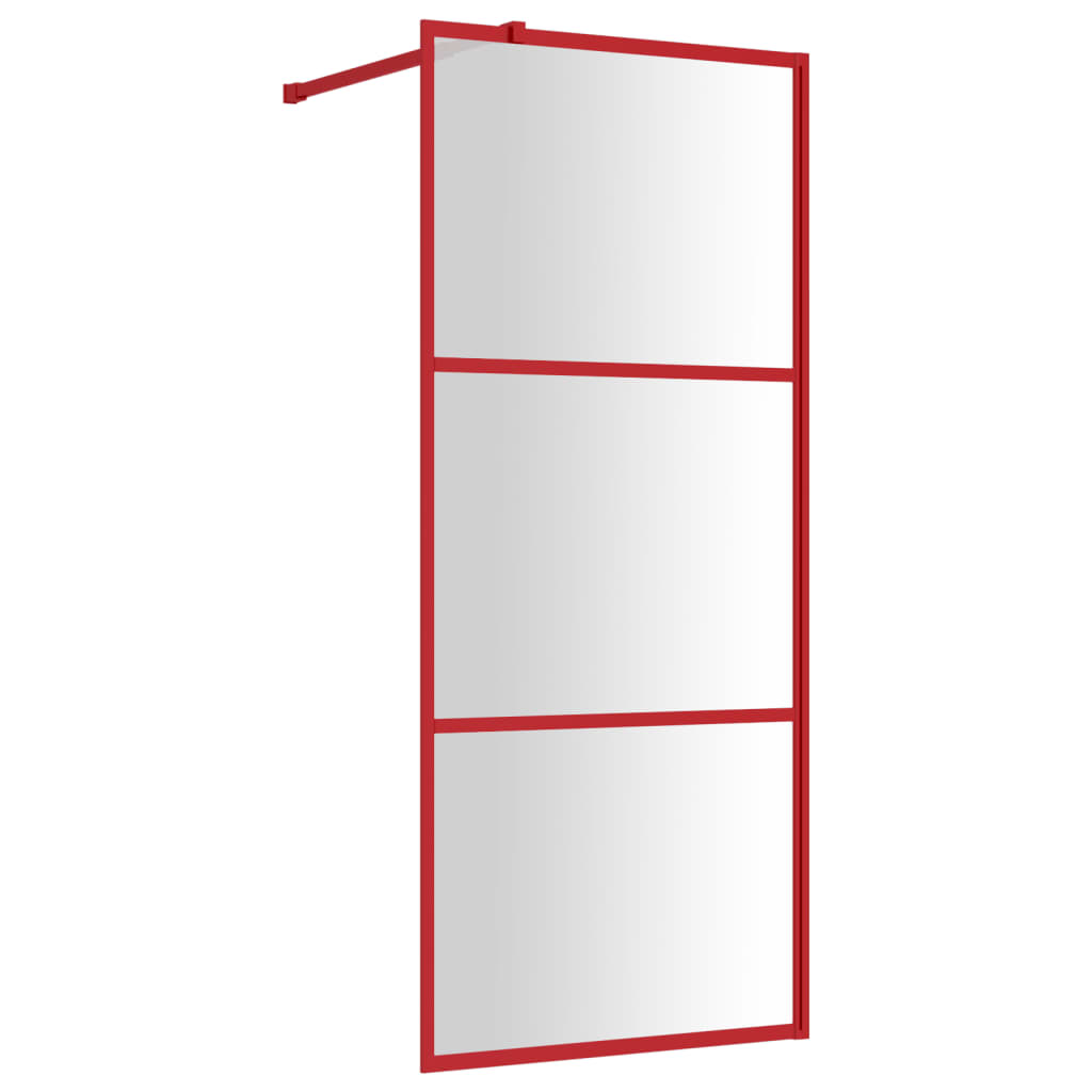 Vidaxx begehbare Duschabtrennung transparent 80x195 cm ESG-Glas rot
