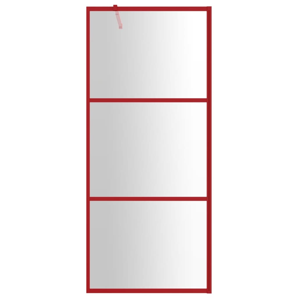 Vidaxx begehbare Duschabtrennung transparent 90x195 cm ESG-Glas rot