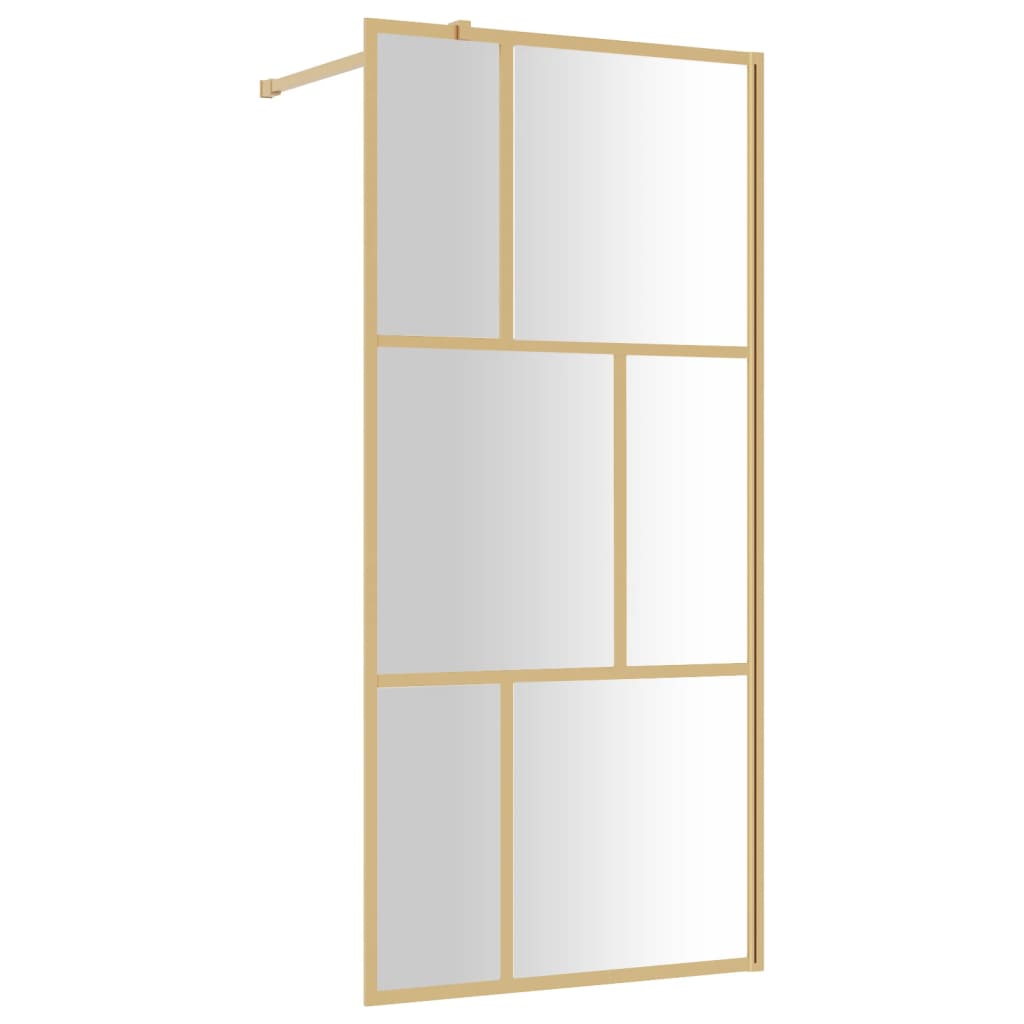 Vidaxx begehbare Duschwand transparent 90x195 cm ESG-Glas goldfarben