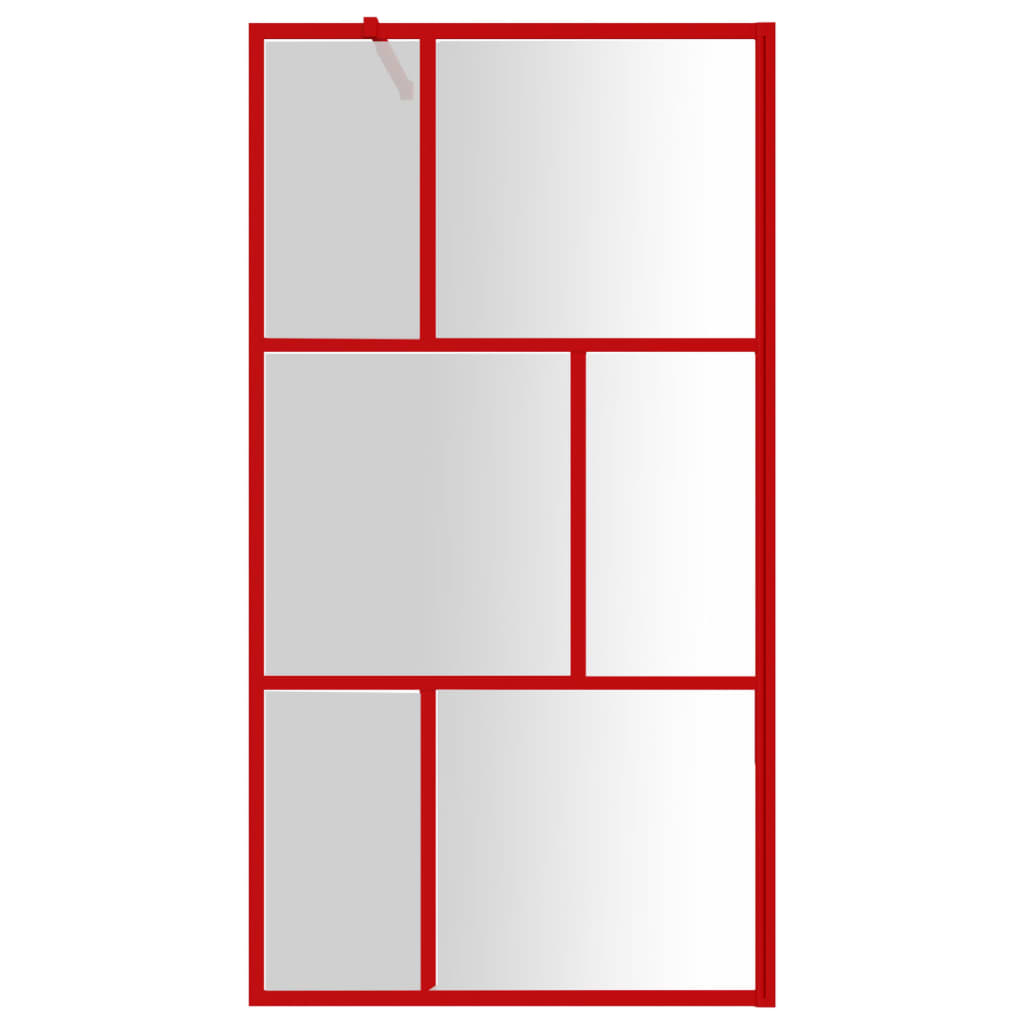 Vidaxx begehbare Duschabtrennung transparent 100x195 cm ESG-Glas rot