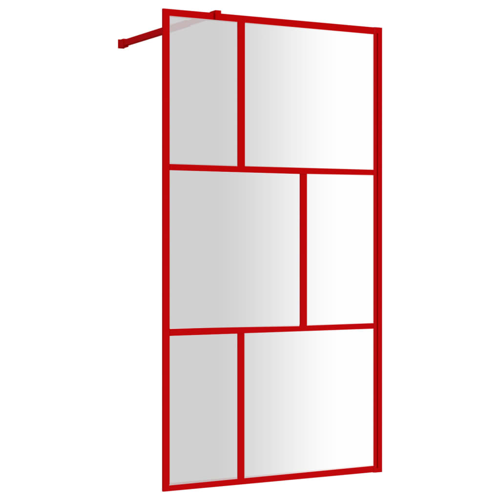 VidaXL Walk-in Duschabtrennung transparent 115x195 cm ESG-Glas rot