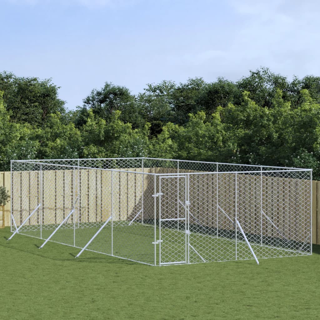 VidaXL Outdoor-Hundezwinger 4x8x2 m aus verzinktem Stahl silber