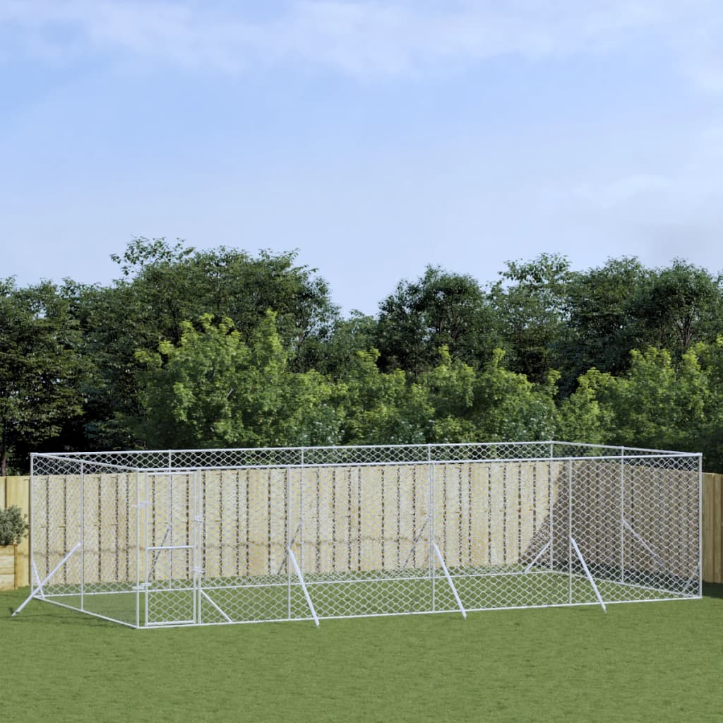 VidaXL Outdoor-Hundezwinger 8x4x2 m aus verzinktem Stahl silber