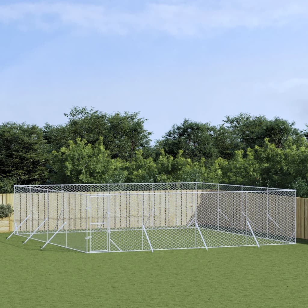 VidaXL Outdoor-Hundezwinger 8x8x2 m aus verzinktem Stahl silber