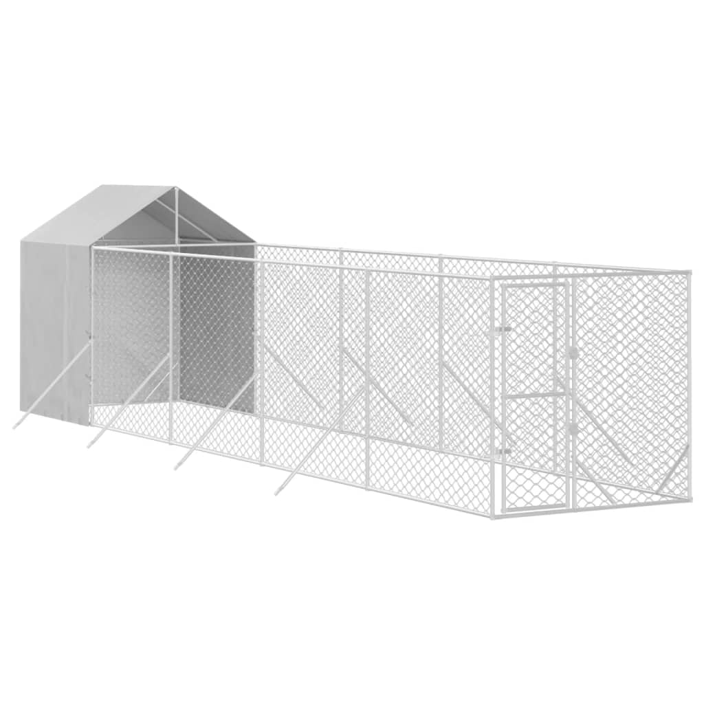 VidaXL Hundehütte mit Dach 2x10x2,5 m verzinkter Stahl silber