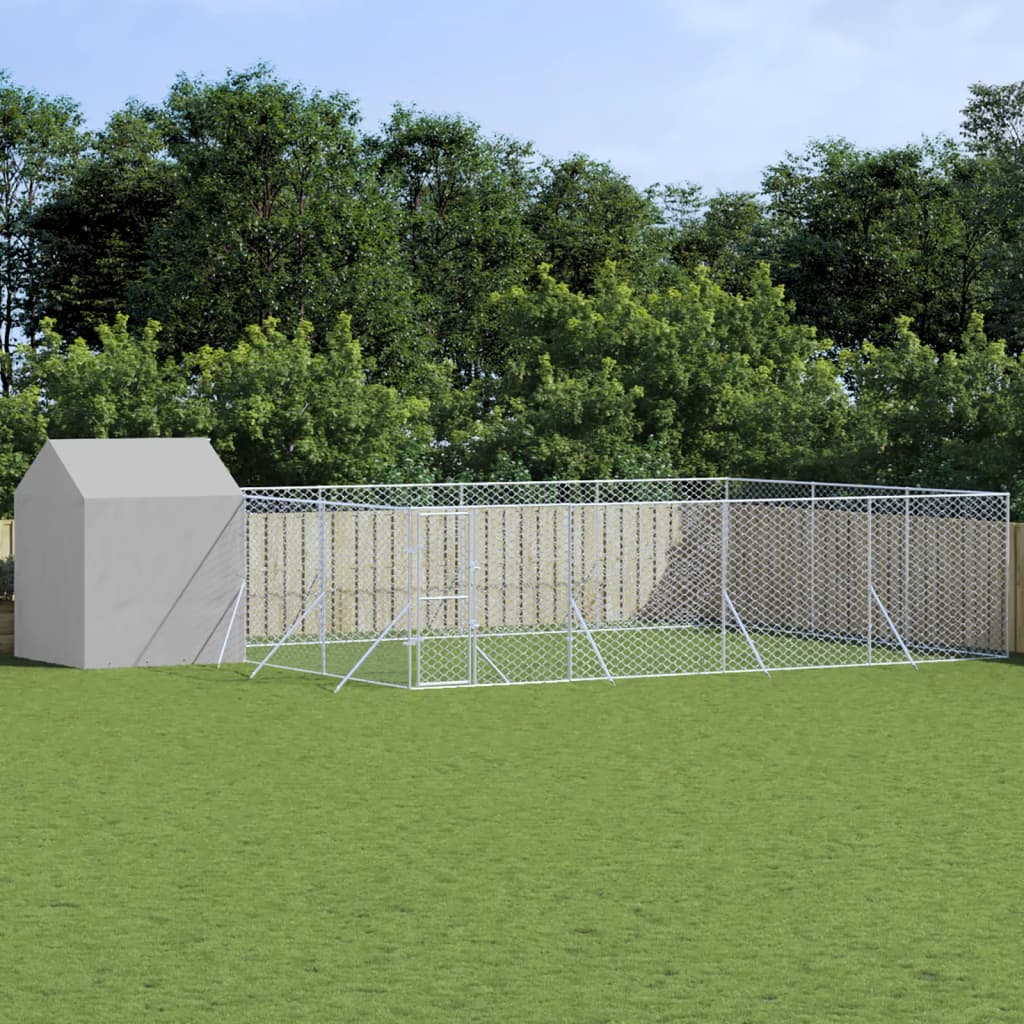 VidaXL Hundehütte mit Dach 10x6x2,5 m verzinkter Stahl silber