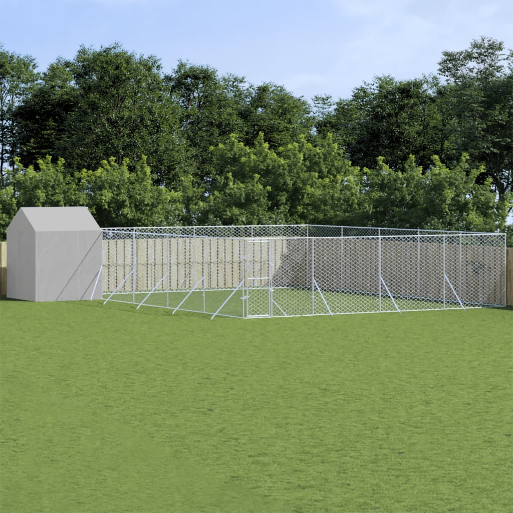 VidaXL Hundehütte mit Dach 10x10x2,5 m verzinkter Stahl silber